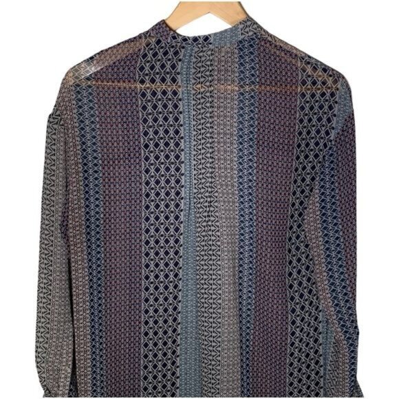 Anthropologie Ro & De XS Sheer Blouse Long Sleeve Gray Blue Boho Casual Top - Picture 6 of 12